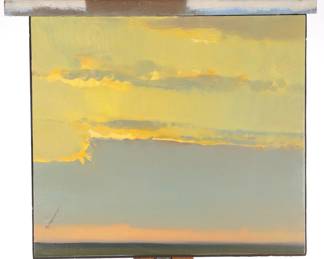 Lisa Grossman oil/ canvas panel linear landscape painting #1