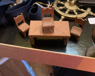 Carved wooden dollhouse furniture