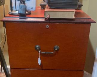 Two drawer wood file cabinet