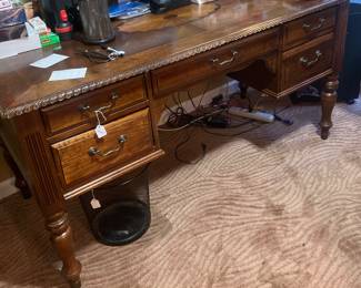 Solid wood desk with inlay