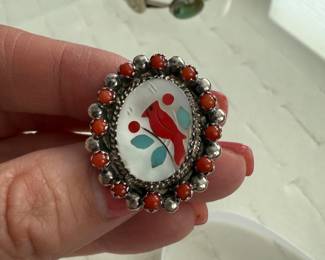 Zuni Robin Coral Ring