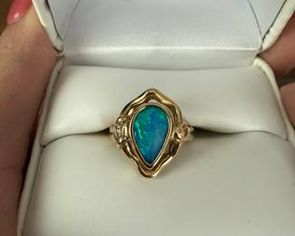14k opal diamond ring 