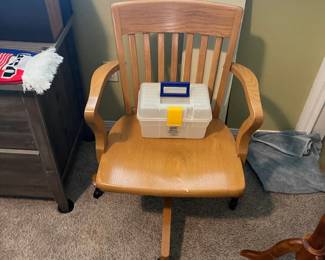 Industrial oak desk chair 
