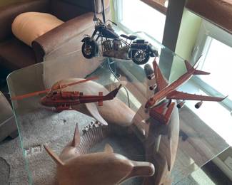 Wood aircraft models. 