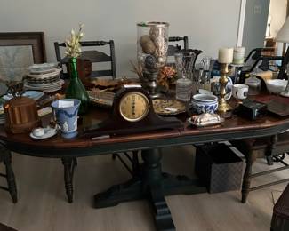 Wedgewood, bookends, candles.