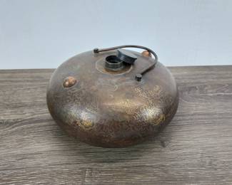 Lot 691: Antique Bronze Bed/Hand Warmer with Inlaid Gilt Decoration - 19th Century