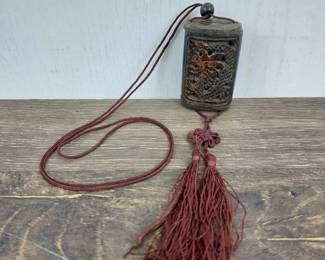 Lot 719: Antique Japanese Inro with Carved Dragon and Tassel