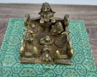 Lot 717: Miniature Maharashtra, West Indian Brass Shaivite House Shrine - 18th/19th Century