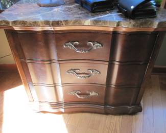 Bernhardt marble top 3 drawer chest