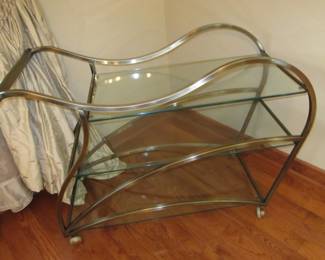 moderne glass and metal bar cart