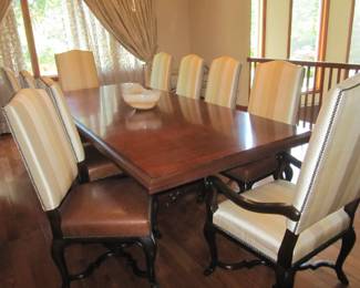 Ralph Lauren 10 piece dining set w/leather seats