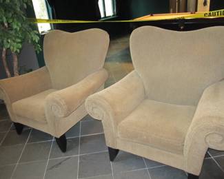 pair Carsons upholstered club chairs