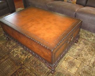 Ralph Lauren studded chest style coffee table w/2 drawer storage