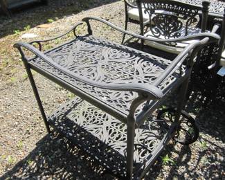 outdoor cast aluminum bar cart