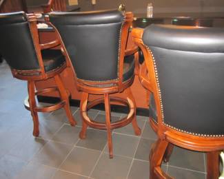 (3) leather studded bar stools