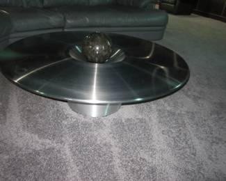 stainless steel modern coffee table w/quarts ball