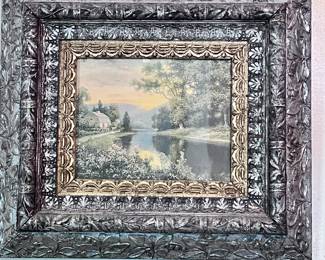 Antique Heavily Carved Framed Art