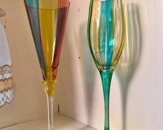 Art Glass Champagne Flute Glasses