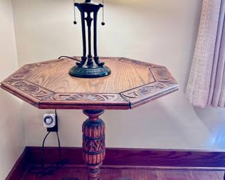 Antique victorian octagon carved table