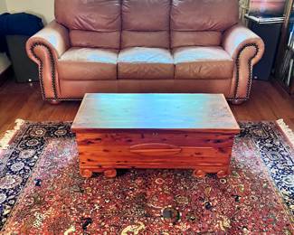 Cedar chest, Sofa & Vintage area rugs