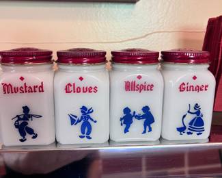 Milk Glass Dutch Design Spice Jars