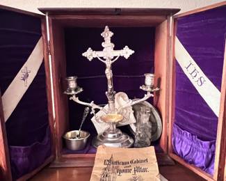 Antique Catholic Sick Call Box / Last Rites Cabinet