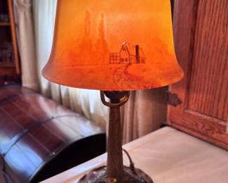 Antique reverse painted lamp