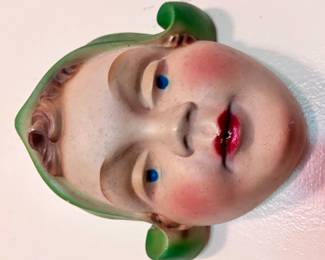 Chalkware wall face Dutch Girl String Dispenser