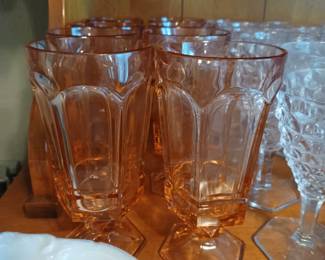Fostoria pink water glasses