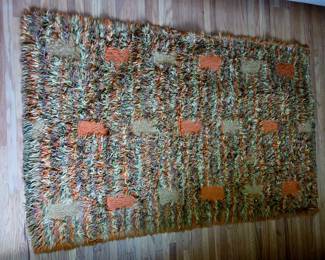 Orange and green shag area run made in Japan
