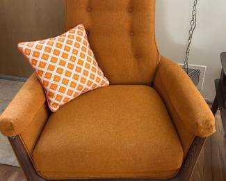 Adrian Pearsall for Bassett Prestige Lounge Chair on Walnut framing with tapered legs.