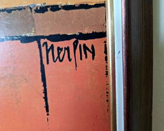 Vintage Old Modern Abstract Nautical Oil Painting Signed (Jean) Nerfin 