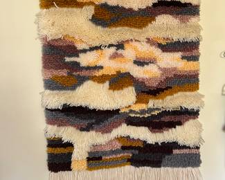 Vintage 60s 70s Psychedelic Latch Hook Carpet Tapestry Wall Hanging