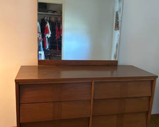 Mid Century Modern Lowboy Dresser with Six Louvered Drawers By Ward Furniture 