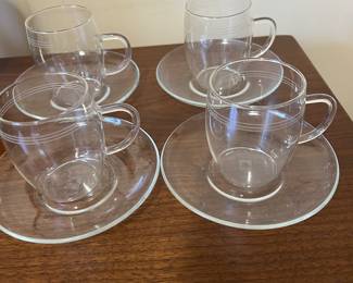 Vintage SCHOTT MAINZ "VERRAN Collection" Mugs w/ Horizontal White Line