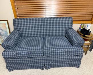 17. 2 cushion Blue Plaid Loveseat
