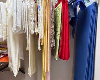 Linen, tablecloths, doilies, dresser, scarves, blankets
