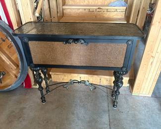 Open front tin/cane table