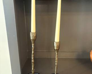 Wood & metal candle sticks