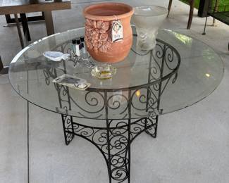 Metal table with glass top