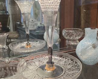Beautiful epergne vase centerpiece designed to hold fruit and flowers