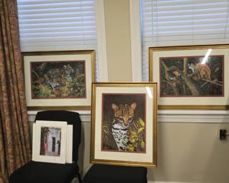 nicely framed wildlife art by P. Valerio
