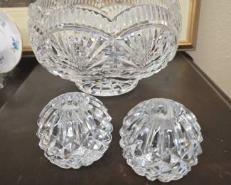 Waterford bowl and candle holders