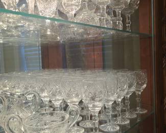 set of crystal drinking glasses and goblets