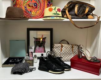 Two Louis Vuitton bags, LV shoes, Rene Caovilla shoes ( worn one time!)