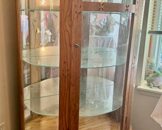 Oak curio lighted