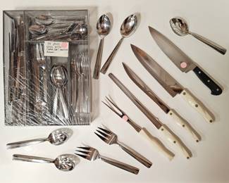 Nicole Miller stainless flatware, Cutco and Wusthof knives