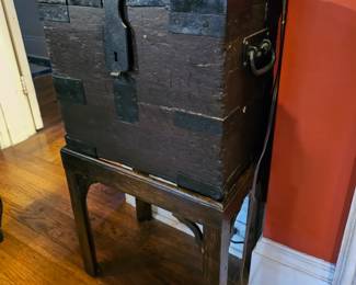 Ironbound box on stand