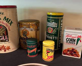 Vintage Tins: Corn Flakes, Pretzels, Spaghetti, Uncle Ben