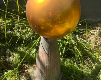 Garden Art: Gold Gazing Ball with Pillar